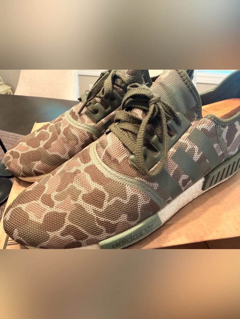 adidas Men’s Olive Camo Lightweight Sneaker
